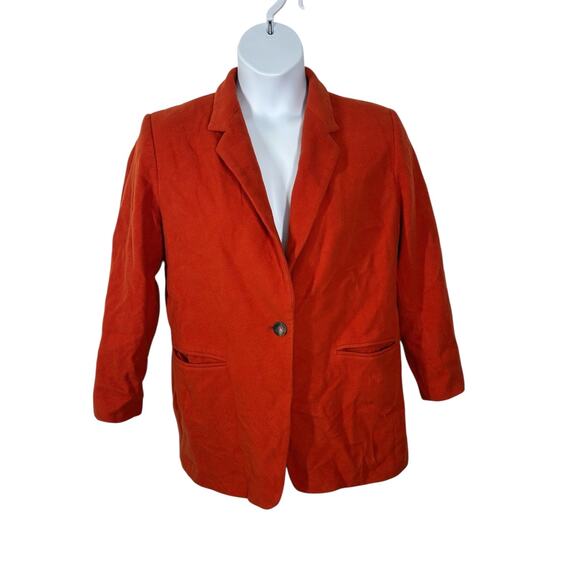Harve Bernard Vintage 80s Orange Blood Wool Cashmere Blend Blazer Size 12 - Picture 2 of 11